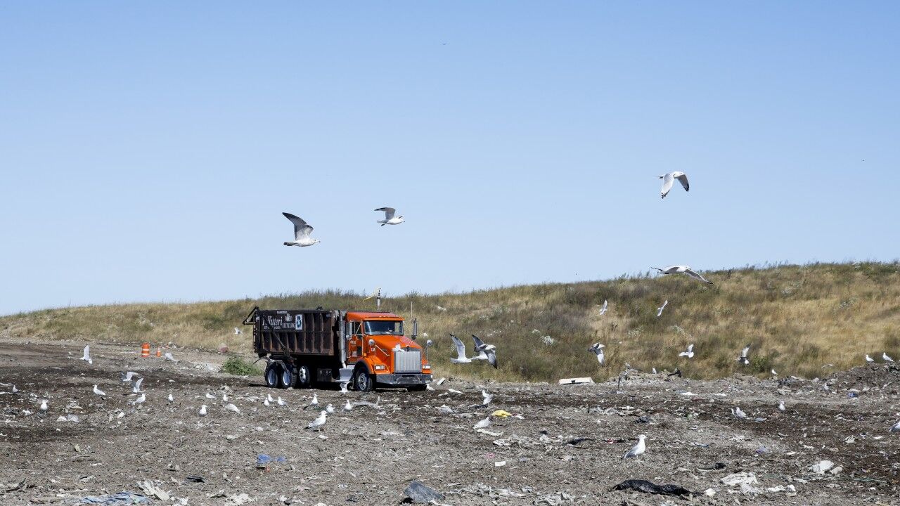 truck in a landfill